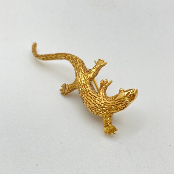 PISCES Golden Lizard Brooch - image 3
