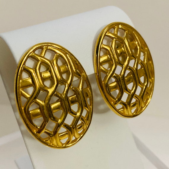 NAPIER Honeycomb Earrings - Gold Tone Napier - image 1