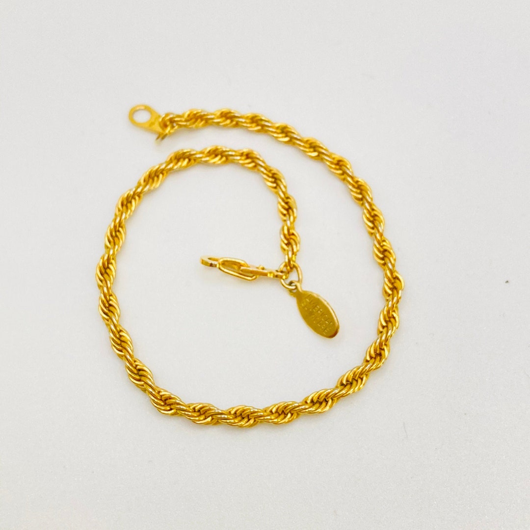 AMERICAN SHOWCASE Gold Tone Rope Chain Bracelet Vintage 7.5 Inch