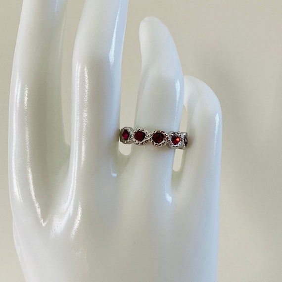 Size 8.5 Simulated Ruby Ring - Half Eternity Ring - image 4