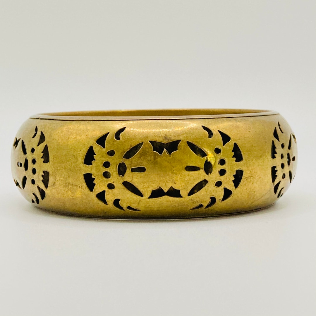Brass Bangle Bracelet Hollow Brass Bracelet Etsy UK
