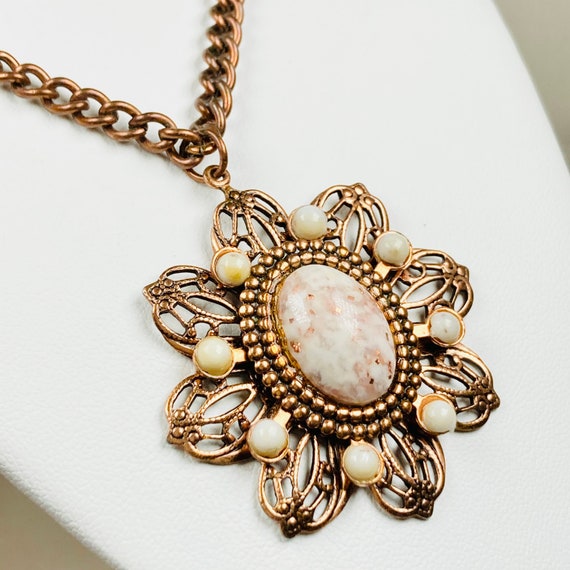 Copper Flower Necklace - 16 inch chain - southwes… - image 1