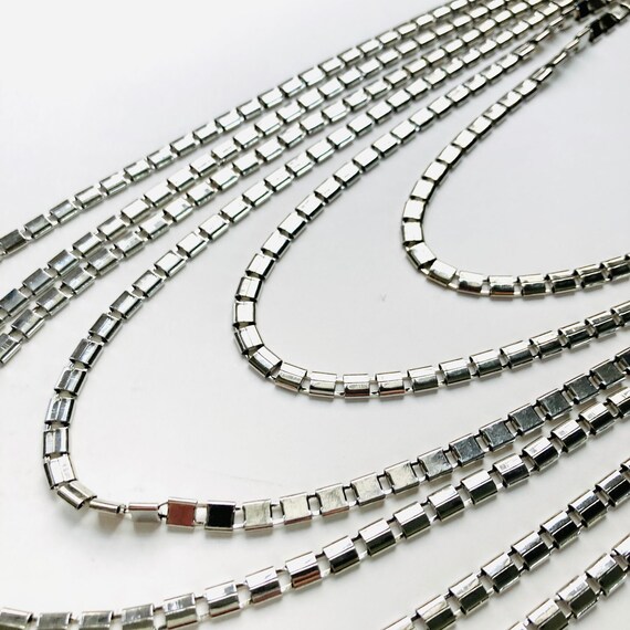 Multistrand Silver tone Necklace - Six strand Sil… - image 6