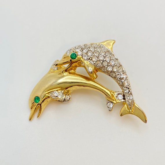 Rhinestone Dolphin Brooch - Dolphin Pin