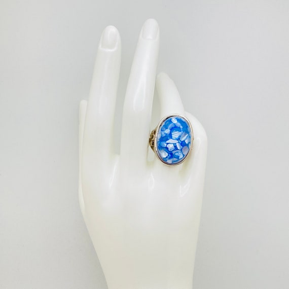Large Blue Oval Statement Ring - size 7 - image 3