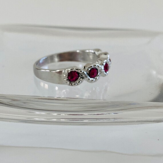 Size 8.5 Simulated Ruby Ring - Half Eternity Ring - image 3