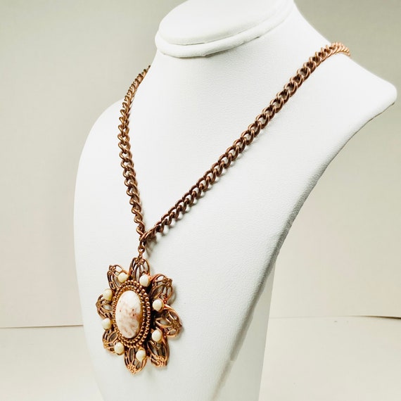 Copper Flower Necklace - 16 inch chain - southwes… - image 3