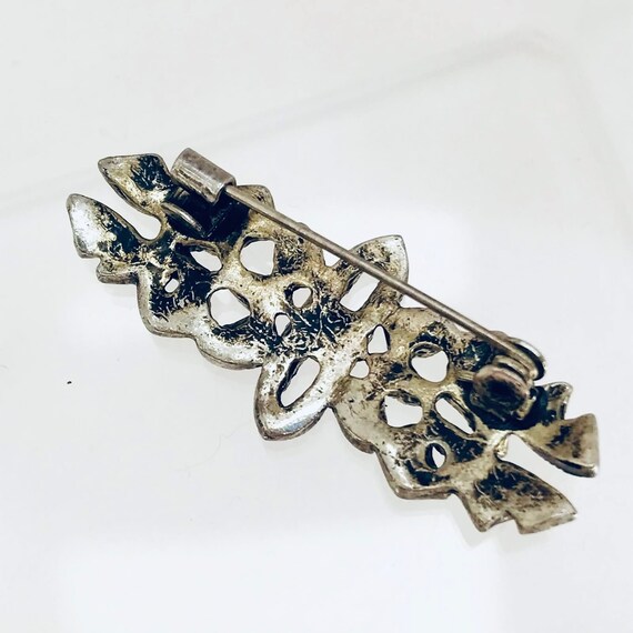 Marcasite Style Brooch - black rhinestone pin - v… - image 6