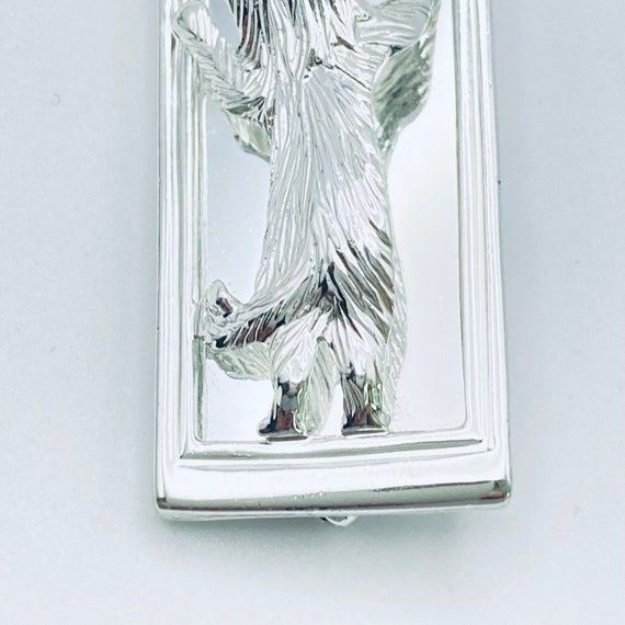 AJC Cat Brooch - Silver Tone Cat Pin - Mirror pin… - image 8
