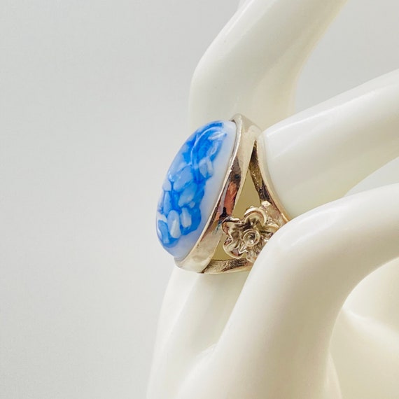 Large Blue Oval Statement Ring - size 7 - image 5