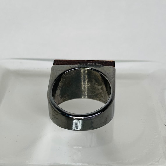 Wooden Rectangle statement ring - Size 7 ring - C… - image 10