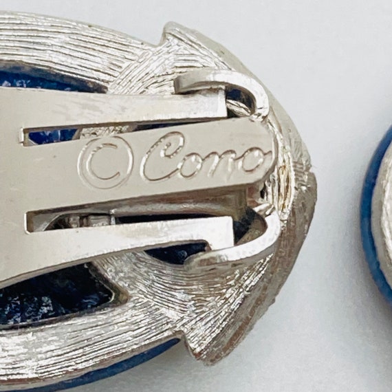 CORO Oval Navy Blue Clip on Earrings - image 10