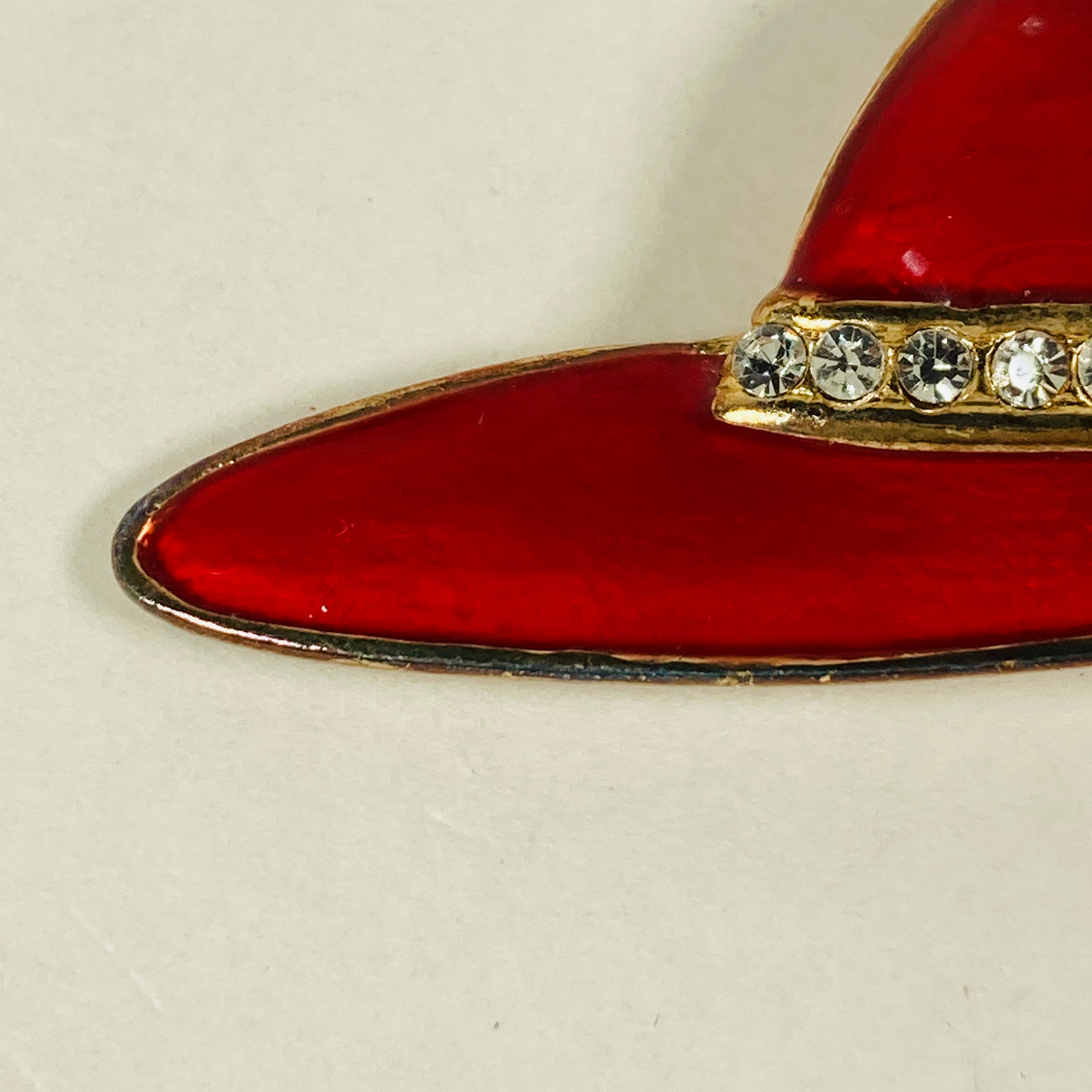 Vintage Red Hat Brooch with Gold Color Trim Vintage-Red-Hat-Society-  main image 4