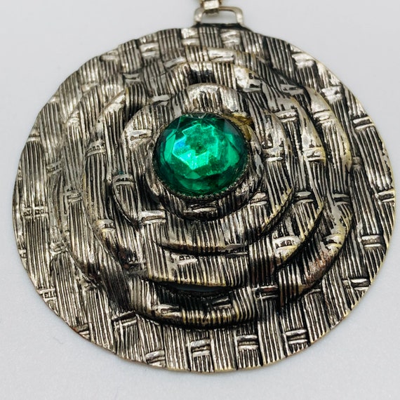 Art Deco Antique Silver Tone Pin with Irish Green… - image 7