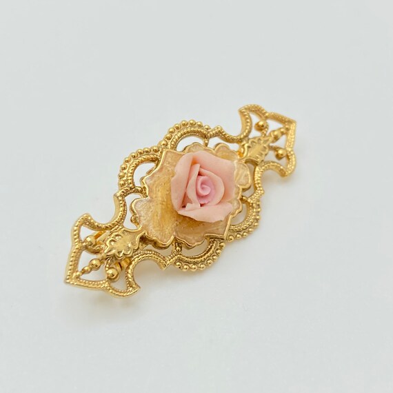 Ceramic Pink Rose Pin Victorian Style Rose Brooch … Gem