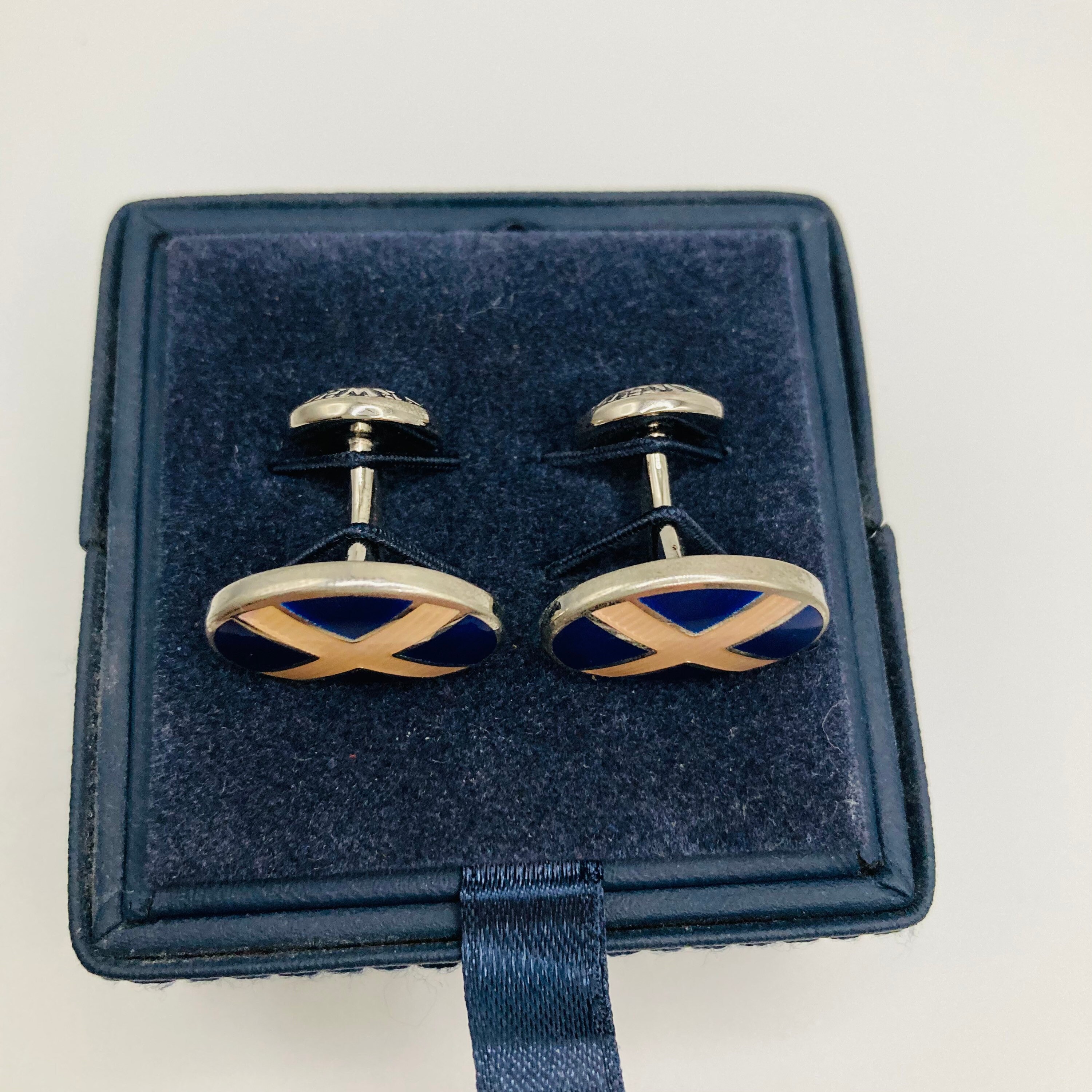 CHARLES TYRWHITT Cufflinks Navy Blue and Silver Tone Etsy