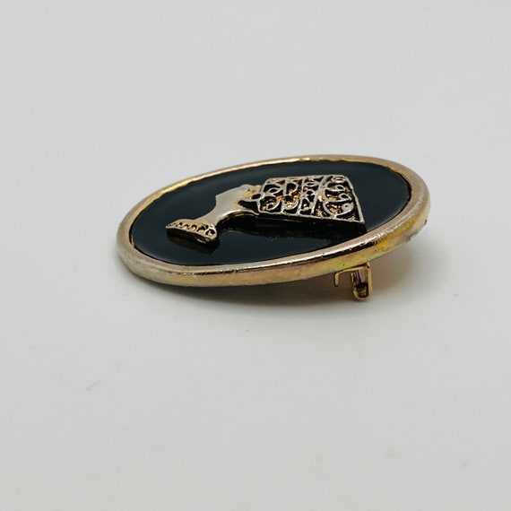 Nefertiti Brooch - Black Enamel Nefertiti Pin - A… - image 5