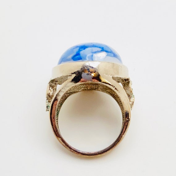 Large Blue Oval Statement Ring - size 7 - image 8