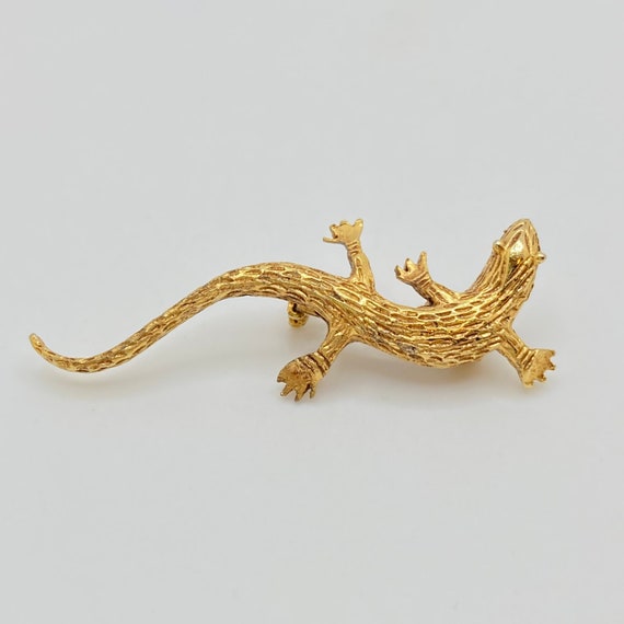 PISCES Golden Lizard Brooch - image 1