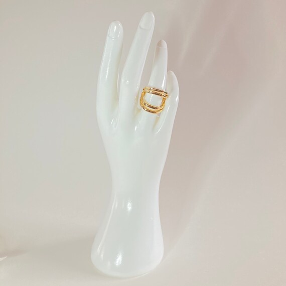 Size 6.5 Gold Tone Split Statement Ring - image 5