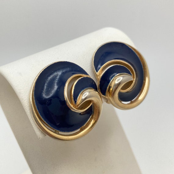 1960s CROWN TRIFARI Navy Earrings - image 3
