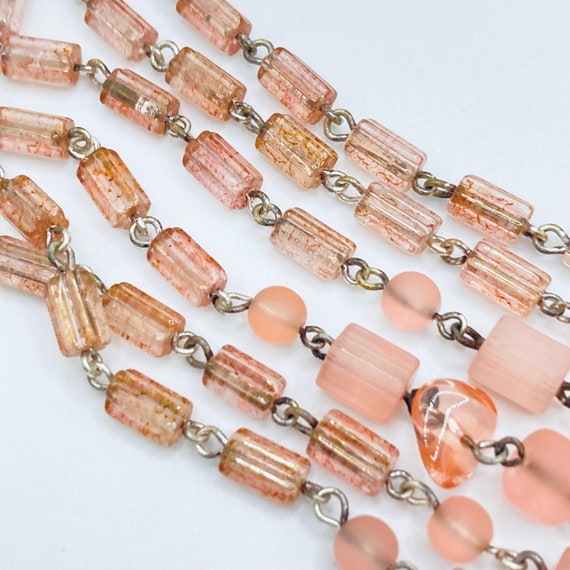 Pink Crystal Necklace Pink Glass Bead Necklace vi… Gem