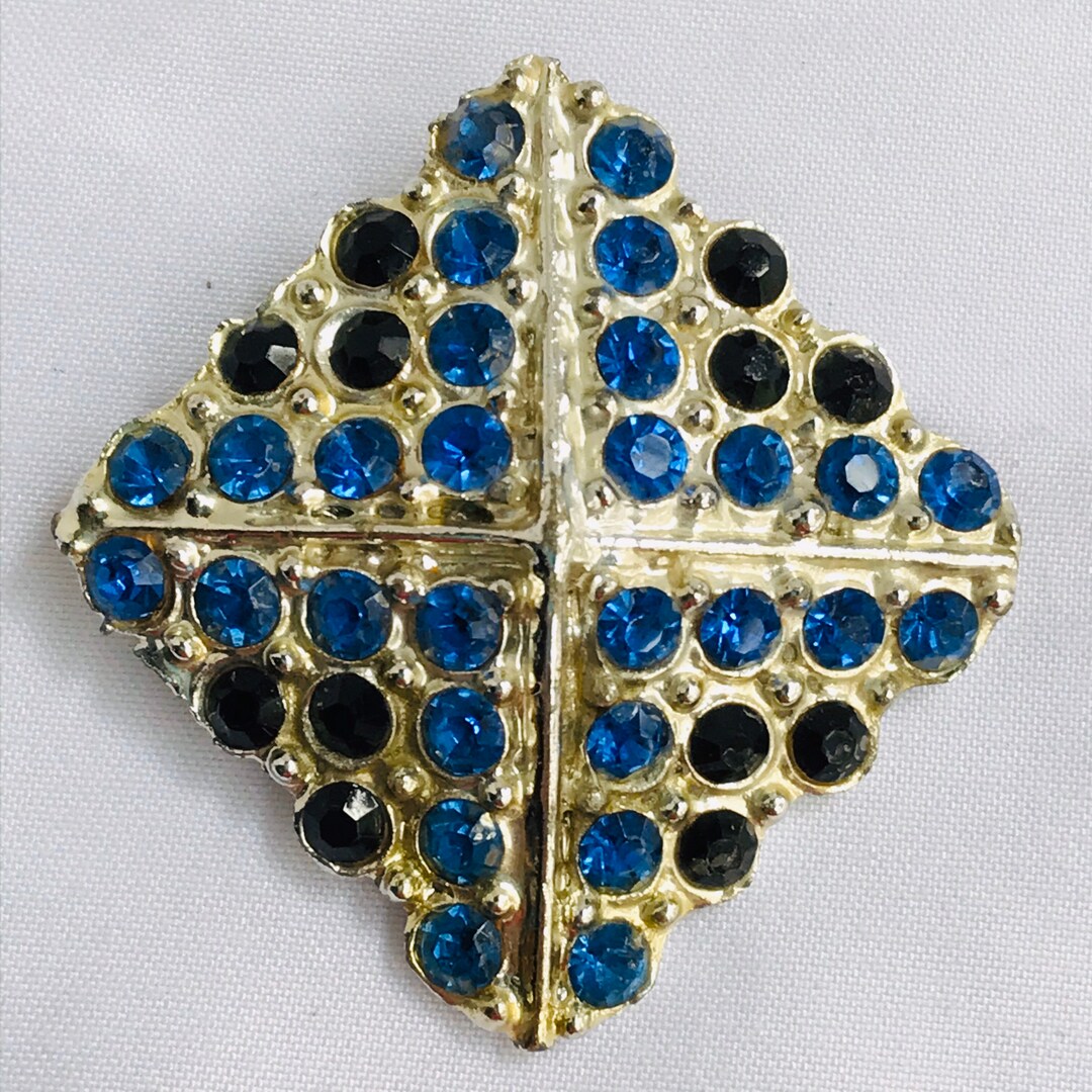 Broche Couple De Hiboux Bleus Strass Et émaillée - Bijou Animalier Charles Le Jeune
