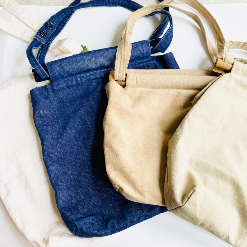 Vintage Tote Bag Handmade Tote Bag vintage fabric bag solid color tote bag canvas tote bag denim tote bag faux suede tote image 1