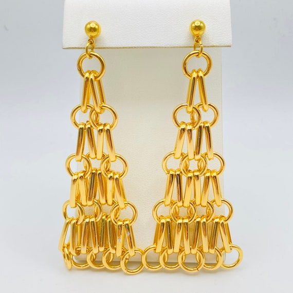 1991 AVON Dramatic Links Earrings - Large gold ton