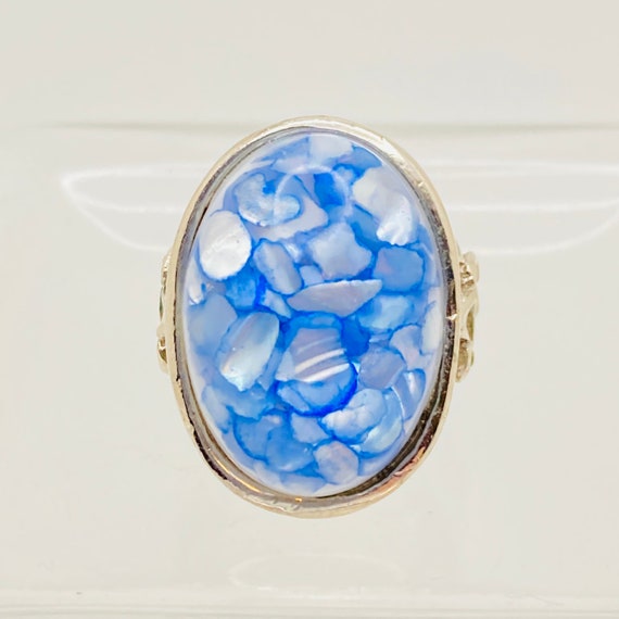 Large Blue Oval Statement Ring - size 7 - image 6