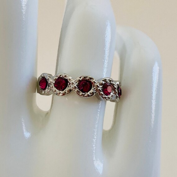Size 8.5 Simulated Ruby Ring - Half Eternity Ring - image 5