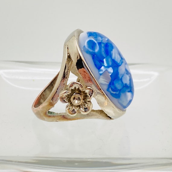 Large Blue Oval Statement Ring - size 7 - image 7