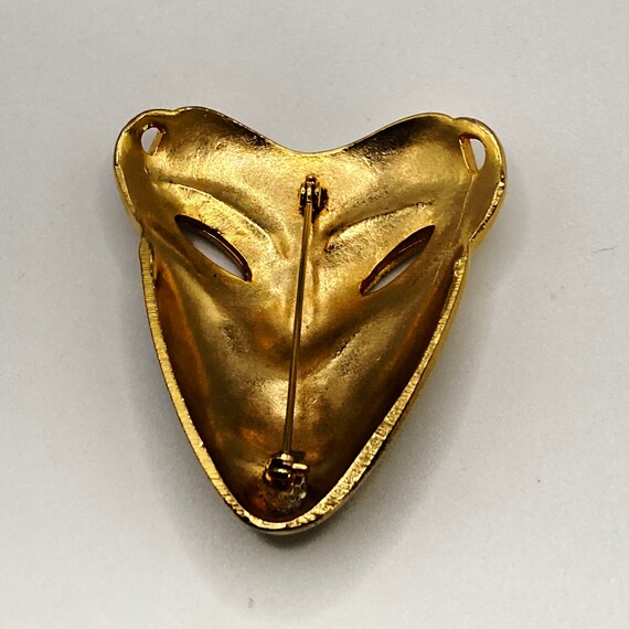 Masquerade Mask Brooch - Golden Masquerade Pin - image 8