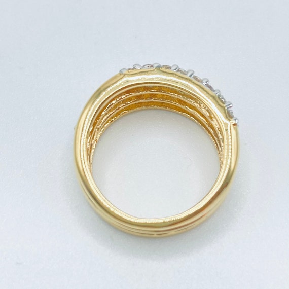Size 7 Rhinestone Wave Ring - golden rhinestone r… - image 10