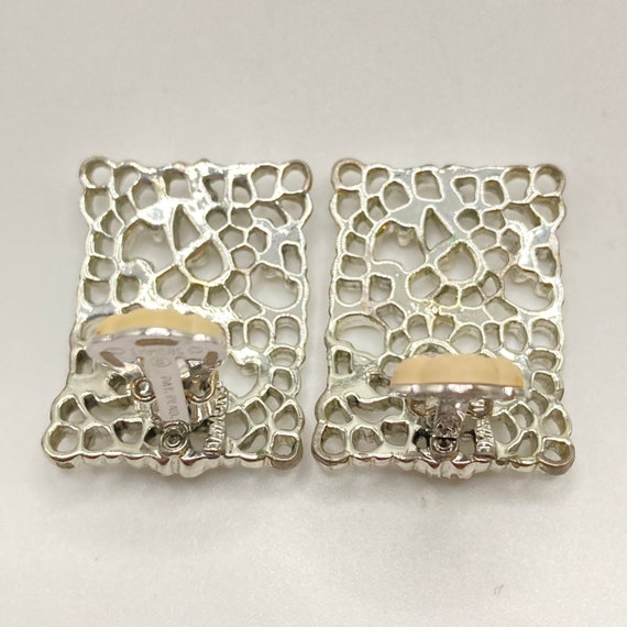 1960 EMMONS Frosted Lace Earrings - Silver Tone F… - image 7