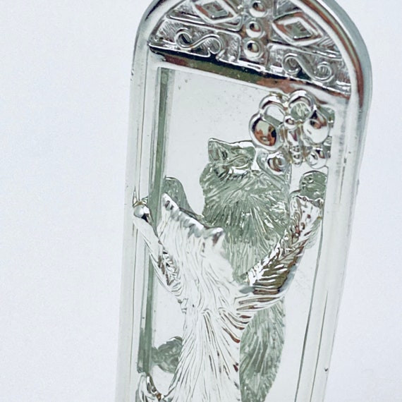 AJC Cat Brooch - Silver Tone Cat Pin - Mirror pin… - image 6