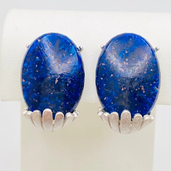 CORO Oval Navy Blue Clip on Earrings - image 2