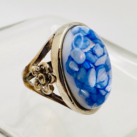 Large Blue Oval Statement Ring - size 7 - image 2