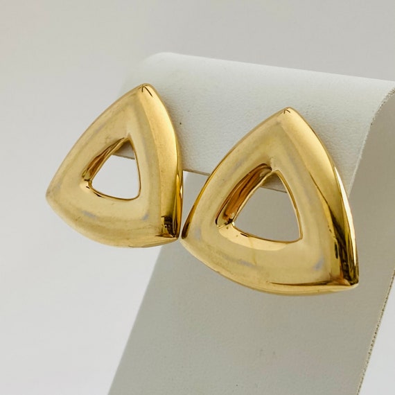 1990s MONET Golden Triangle Earrings - Monet Pier… - image 2