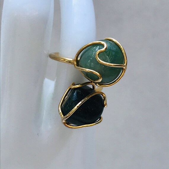 Size 7 Jade green ring - Wire wrapped ring - image 1