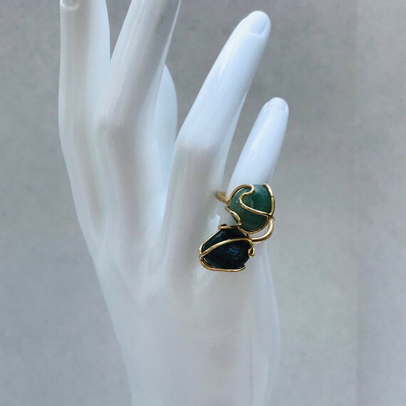 Size 7 Jade green ring - Wire wrapped ring - image 3