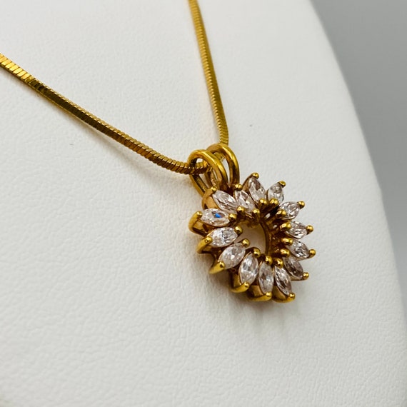 Clear Crystal Heart Pendant - Crystal Heart Necklace - gold tone heart pendant View 5