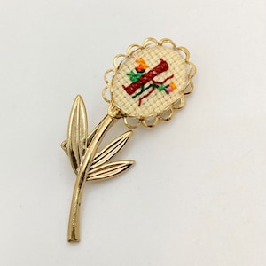 Cross Stitch Pin - Needlepoint Brooch - letter K pin
