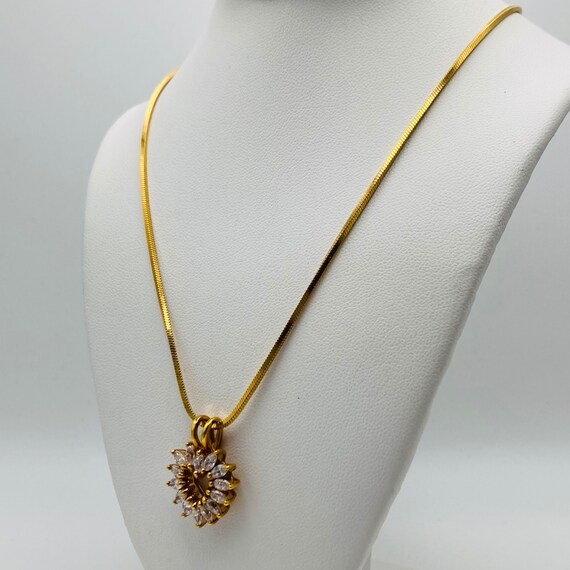 Clear Crystal Heart Pendant - Crystal Heart Necklace - gold tone heart pendant View 3
