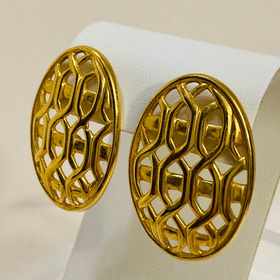 NAPIER Honeycomb Earrings - Gold Tone Napier - image 3