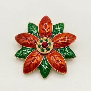 Christmas Poinsettia Brooch - Poinsettia Pin - Christmas Brooch - Christmas Pin