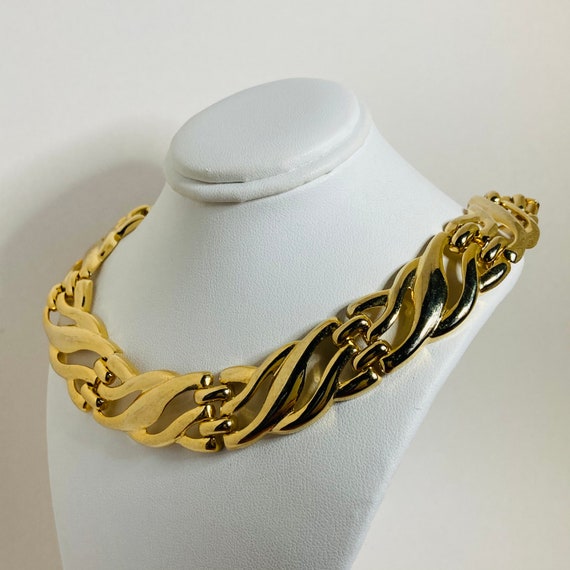 Golden Chunky Choker Necklace - Wide Choker Necklace - Etsy display picture 2