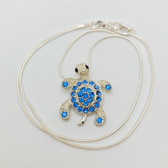 Blue Rhinestone Sea Turtle pendant - image 6