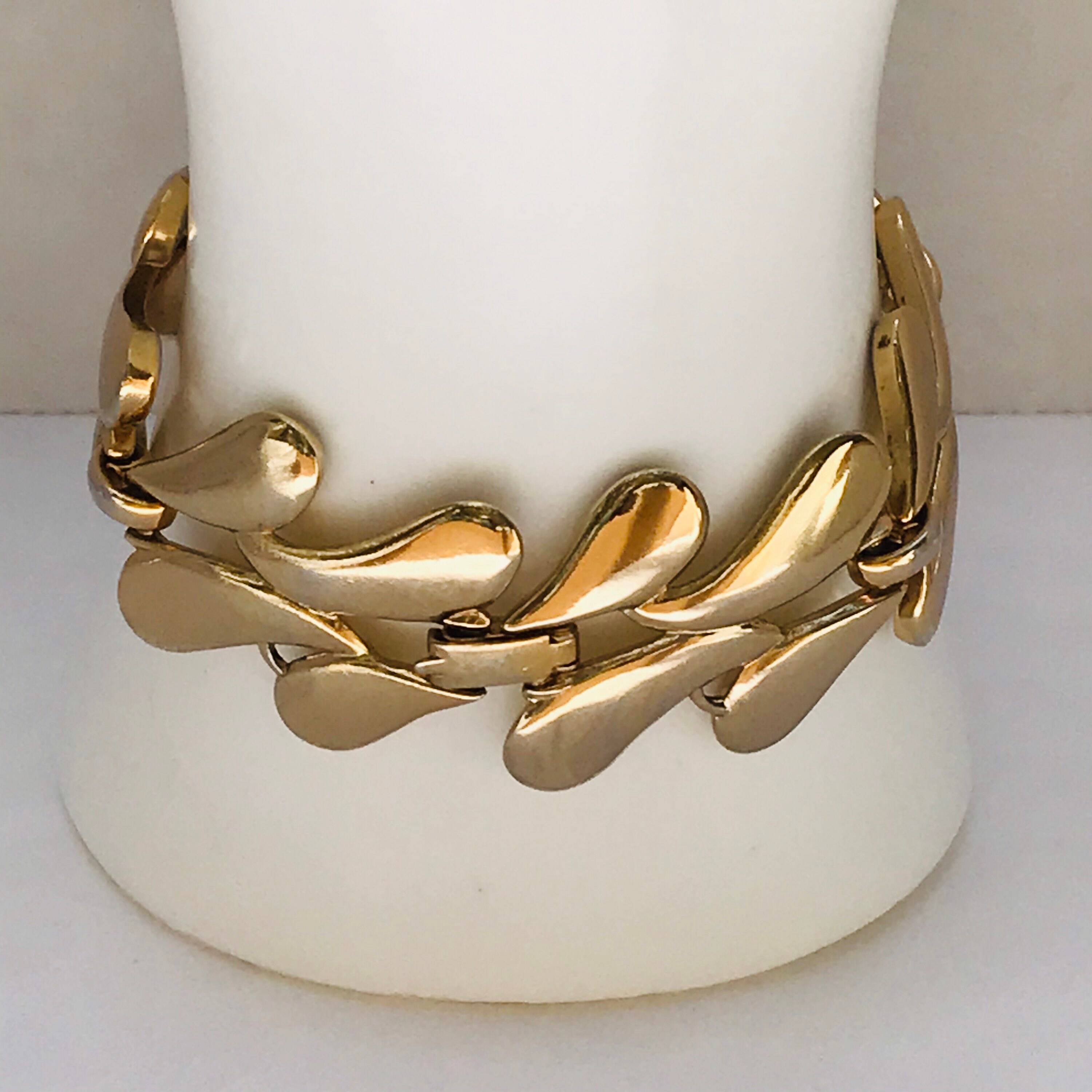 1950s MONET Gold Tone Wave Motif 