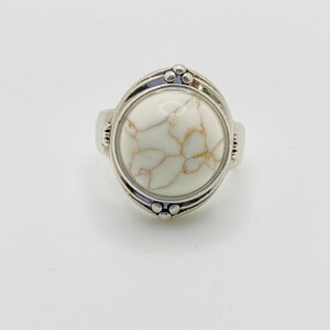 Size 8 White Howlite ring